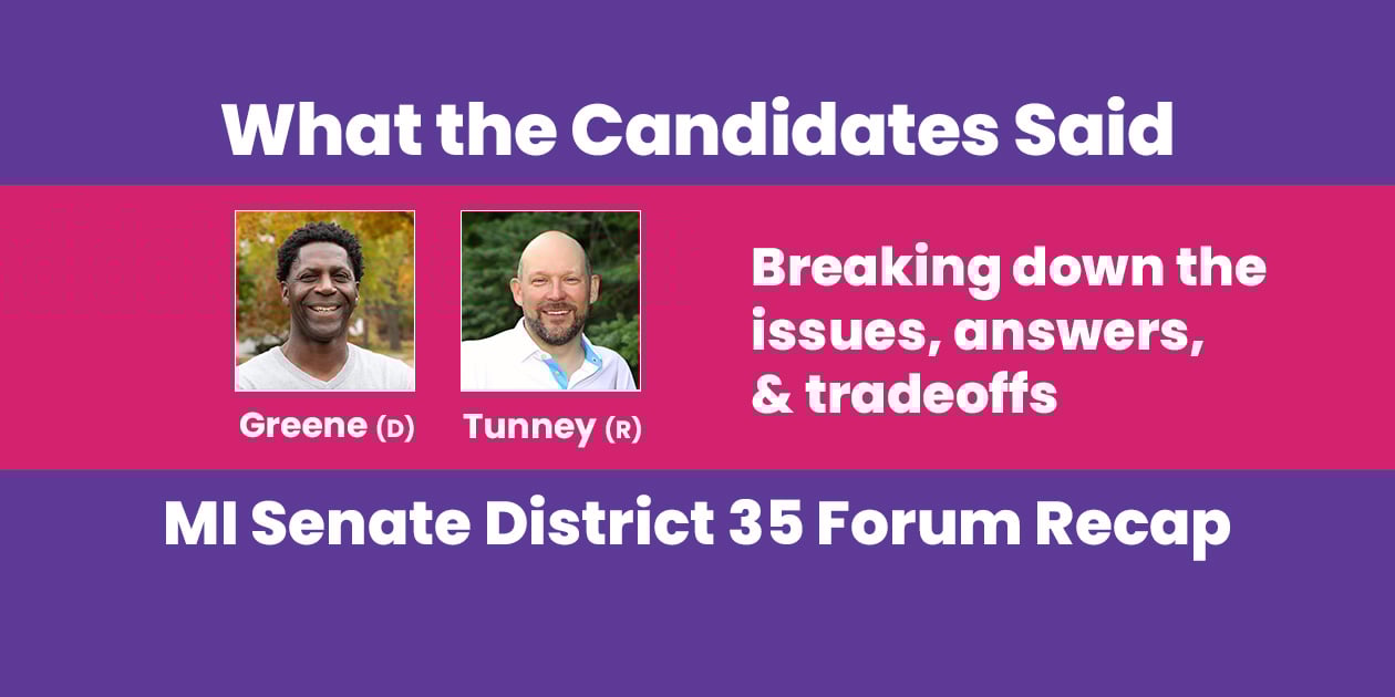 Michigan Senate District 35: Tunney vs Greene Positions